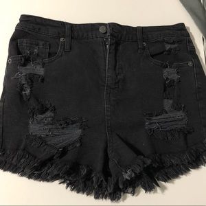 Mossimo High Waisted Distressed Black Jean Shorts